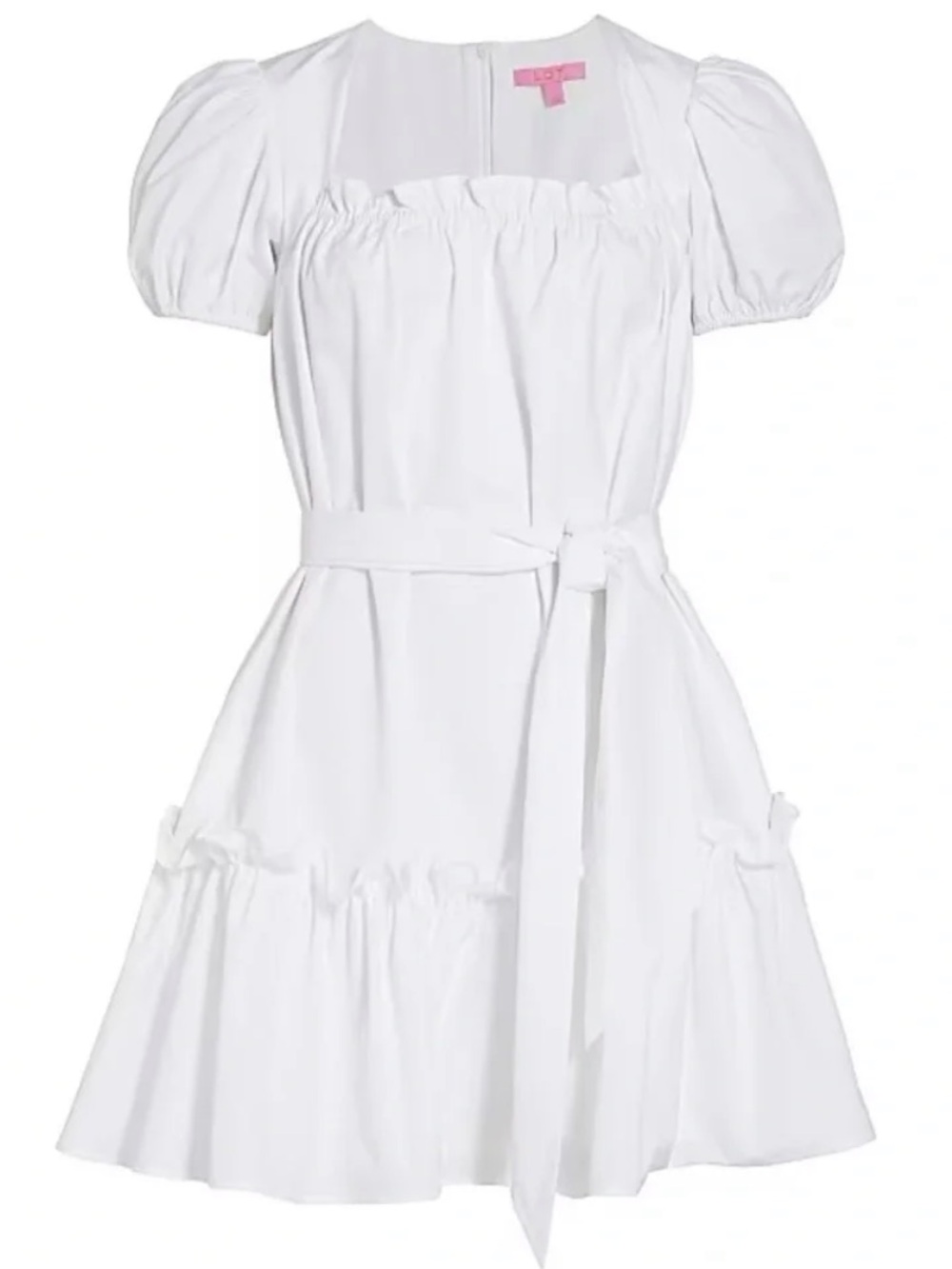 NWT LDT White Puff Sleeve Tie-Waist Dress size 4